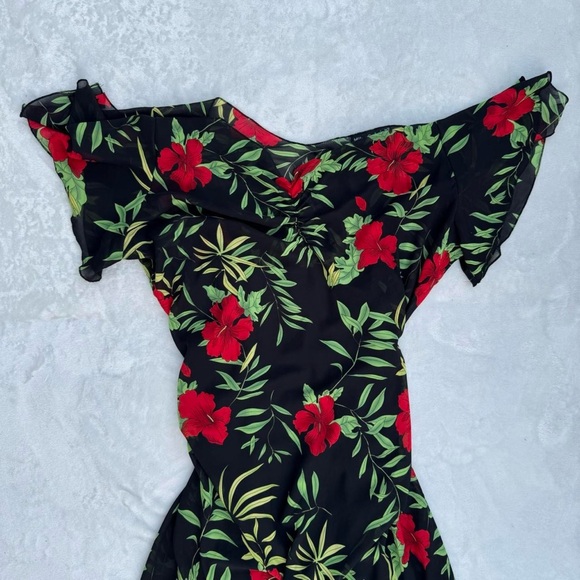 Vintage 90s 2000s Black and red floral fairy slip dress - Picture 6 of 8